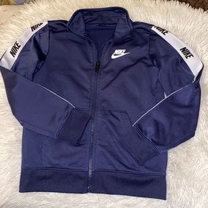 🔴 Nike jacket LG Youth for 6-7 Year old navy blue & white polyester # 01